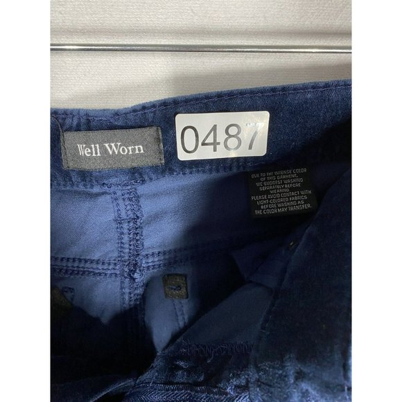 Well Worn Womens High Rise Luxe Velvet Tapered Pant 5 Pockets Size 6/28 Blue - Picture 8 of 9